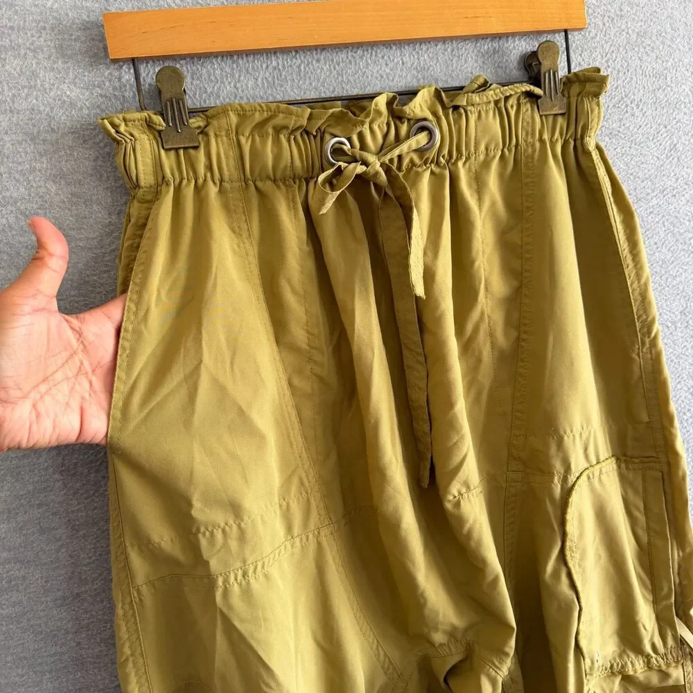 Free People FP Movement Spring Trekker Pants M Harem Khaki Oversized Drop Crotch